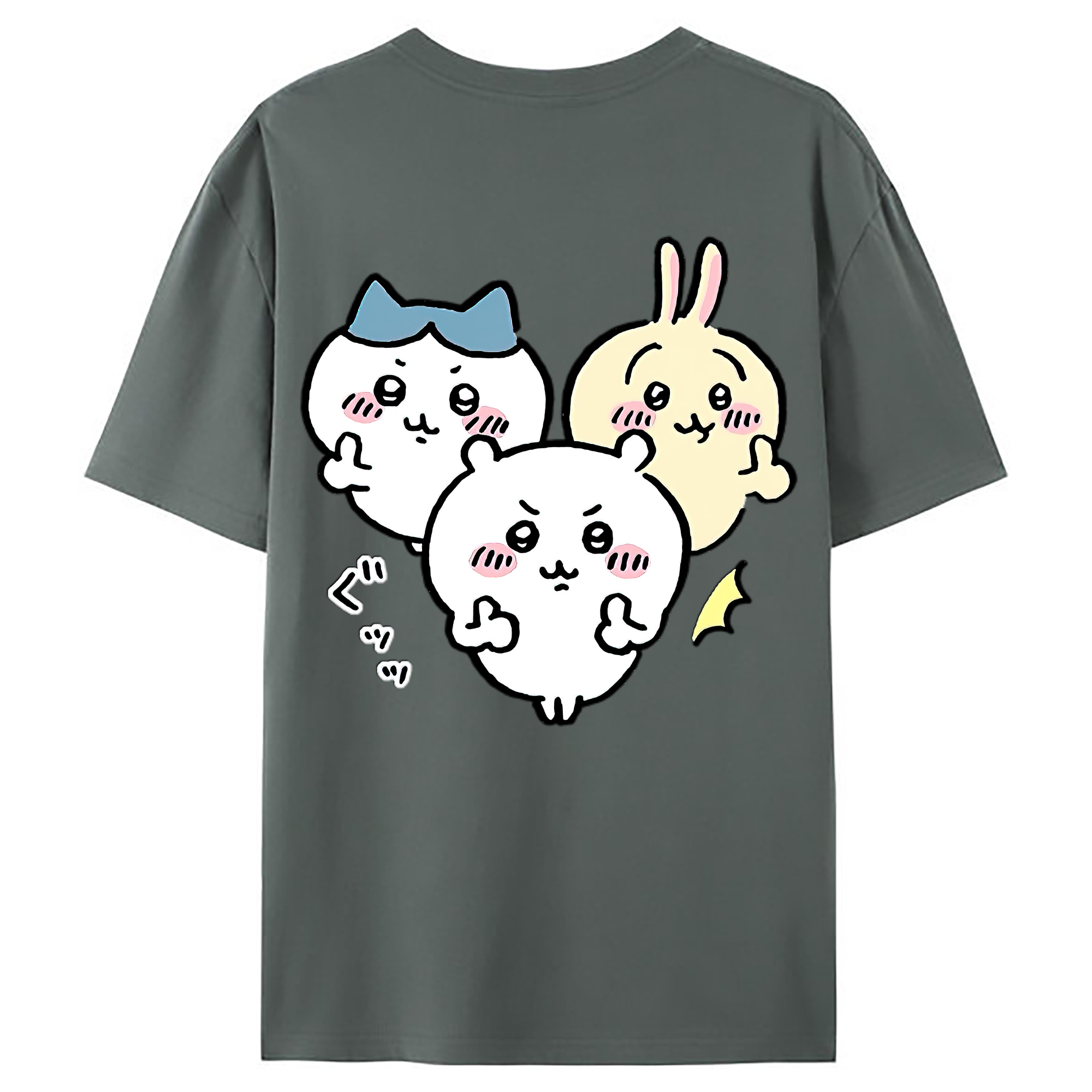 （画像用） ちいかわ うさぎ Chii-kawa usagi 綿100％ メンズ半袖Tシャツ（バックプリント） 通気性